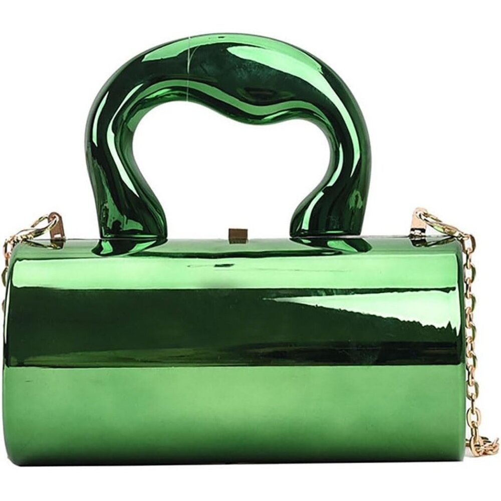Women's Green Acrylic Push Lock Elegant Evening Wedding Cocktail Party Clutch